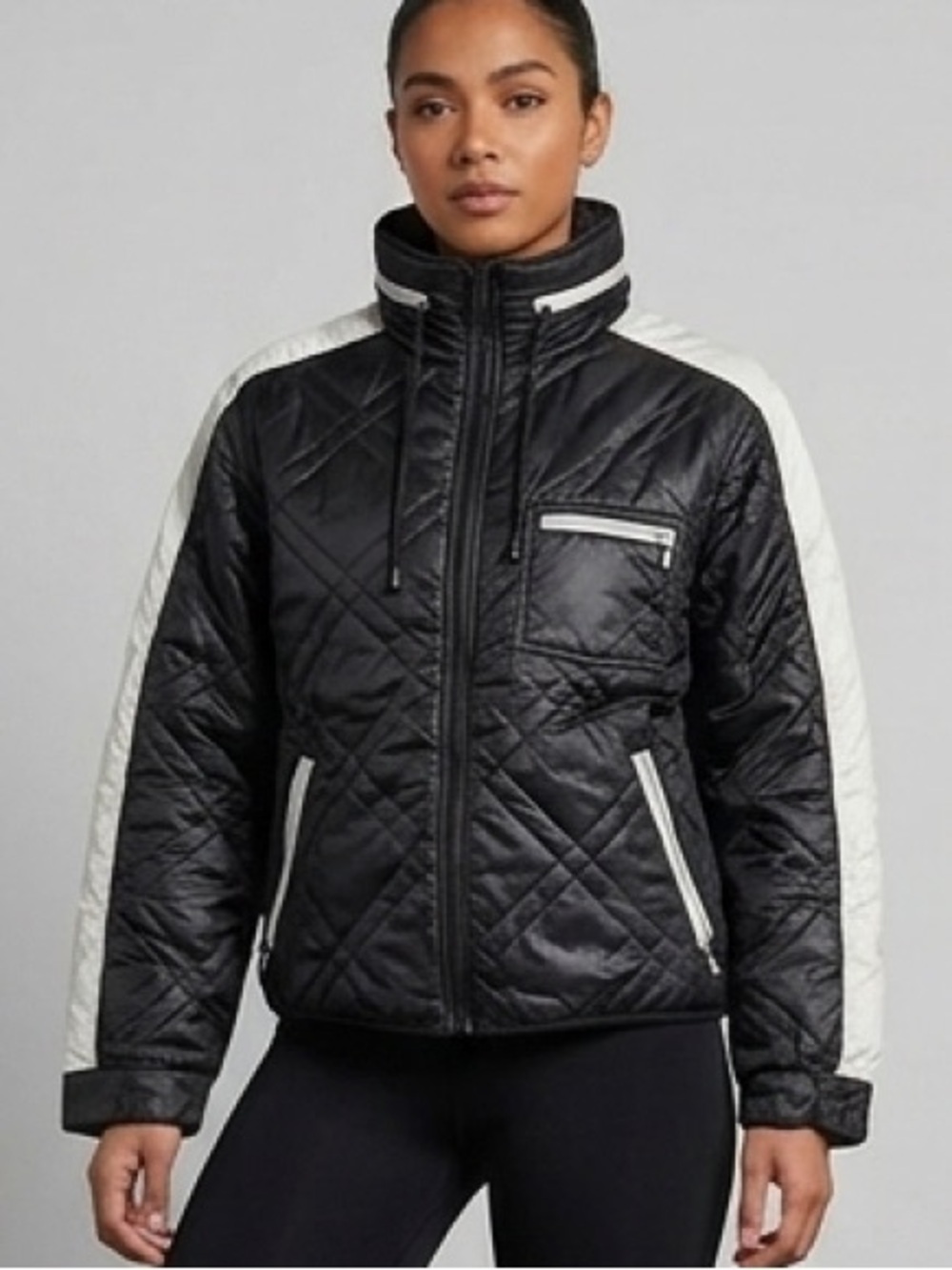 Vintage Nike Y2K Quilted Nylon Puffer Jacket Black White Gorpcore Womens S